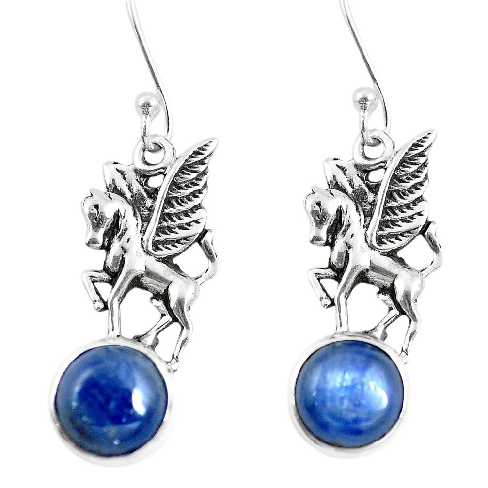 Natural blue kyanite 925 sterling silver unicorn earrings jewelry m74155