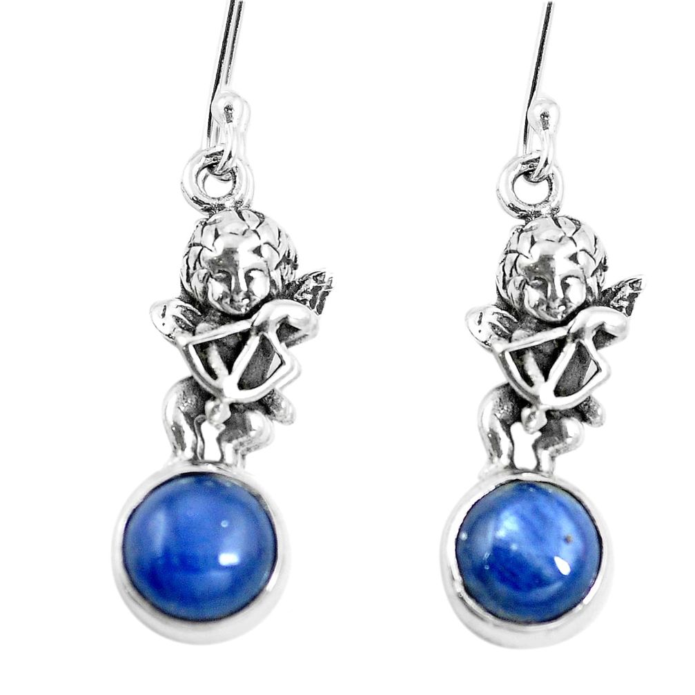 925 silver natural blue kyanite cupid angel wings earrings jewelry m74160