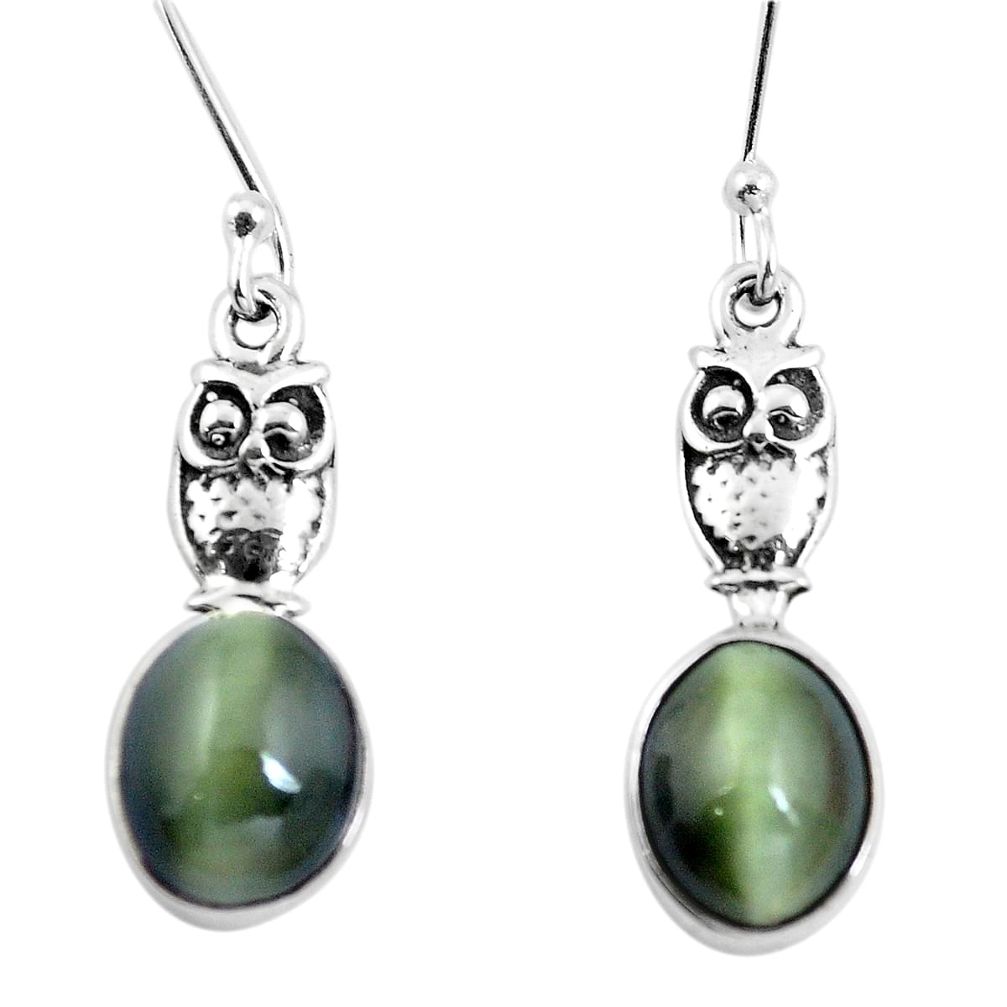 925 sterling silver green cats eye owl charm earrings jewelry m74168