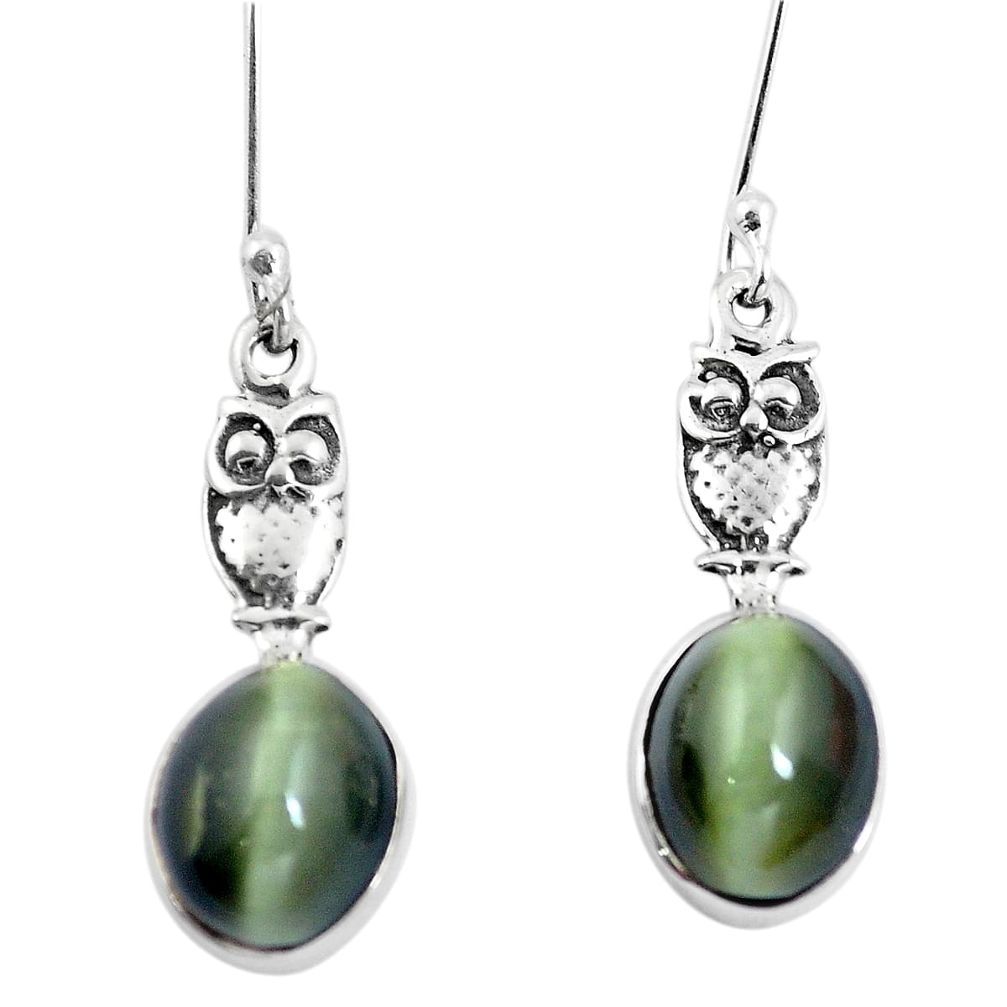 925 sterling silver green cats eye owl earrings jewelry m74173