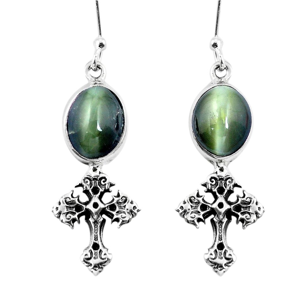 925 sterling silver green cats eye holy cross earrings jewelry m74178