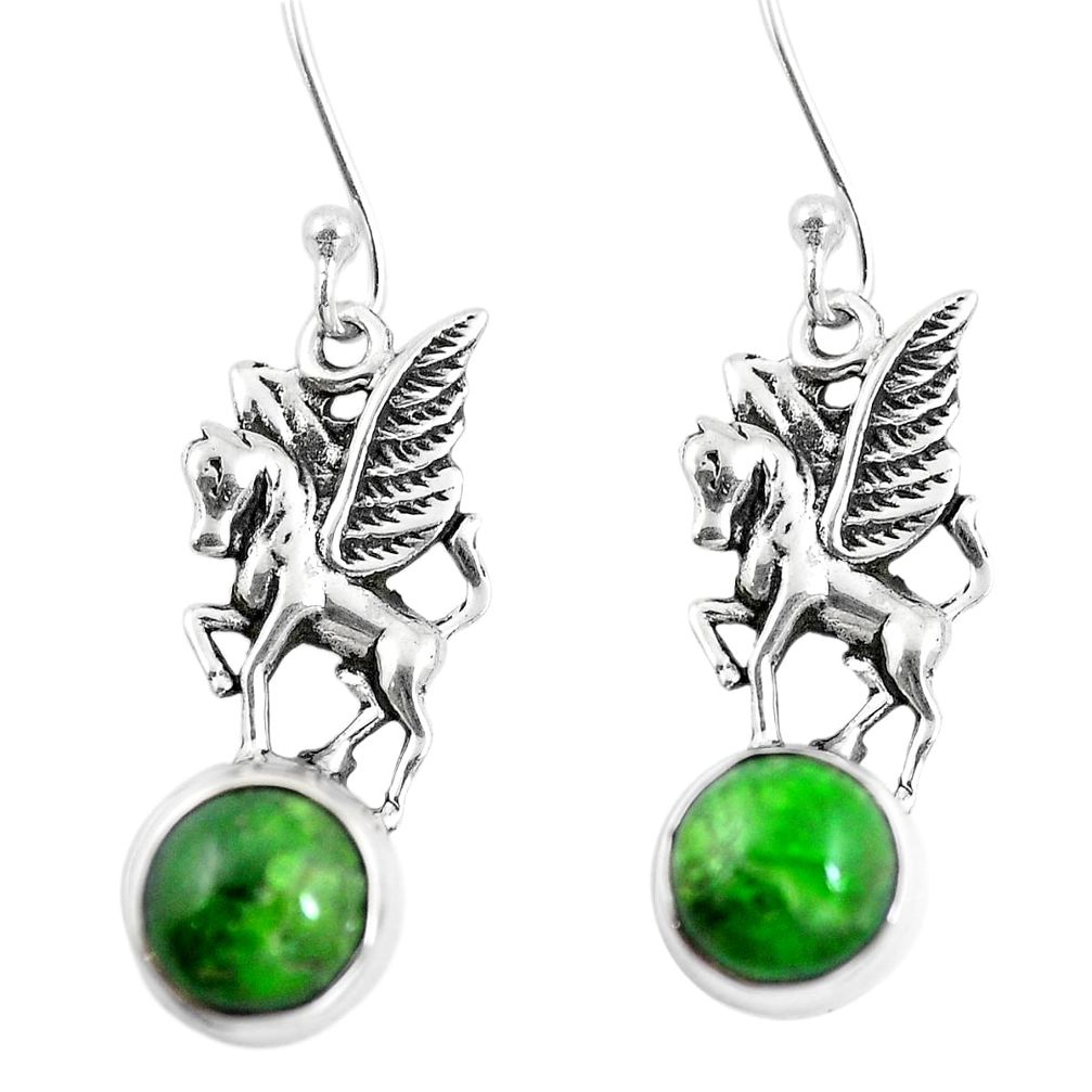 8.21ct natural green apatite (madagascar) 925 silver unicorn earrings m74182