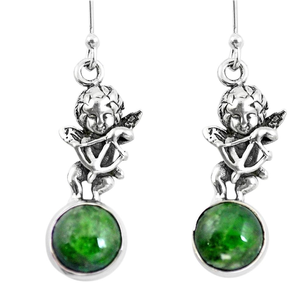 8.22cts natural green apatite 925 silver cupid angel wings earrings m74195