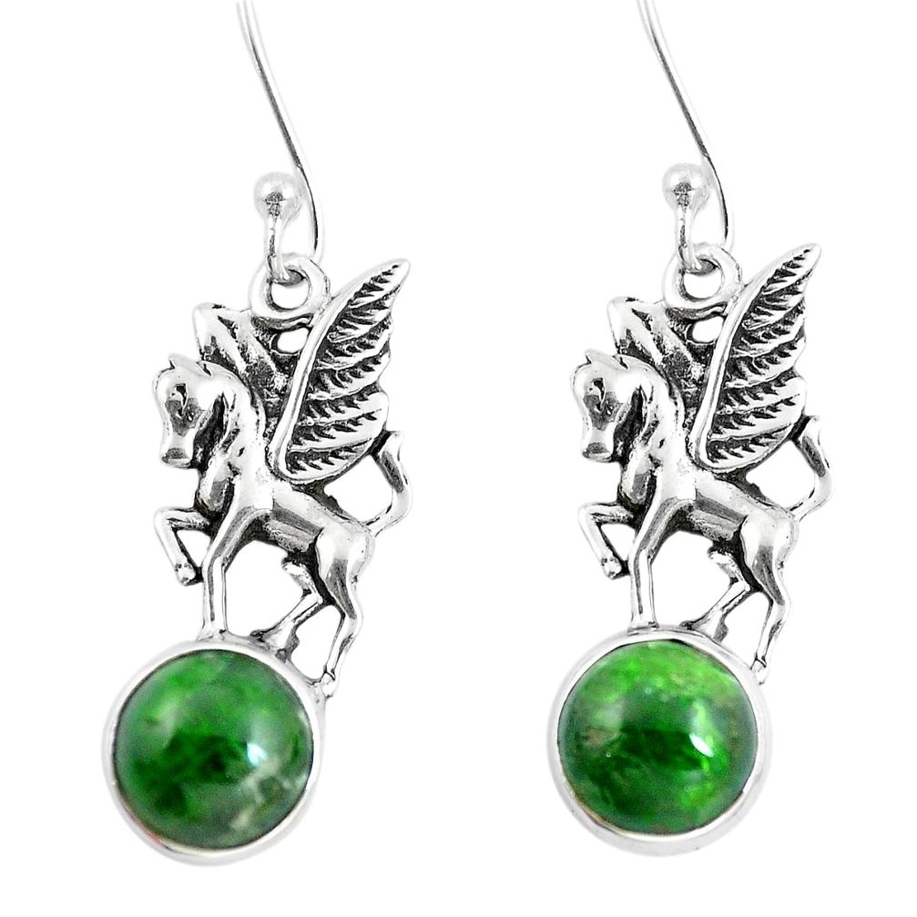 8.54cts natural green apatite (madagascar) 925 silver unicorn earrings m74196