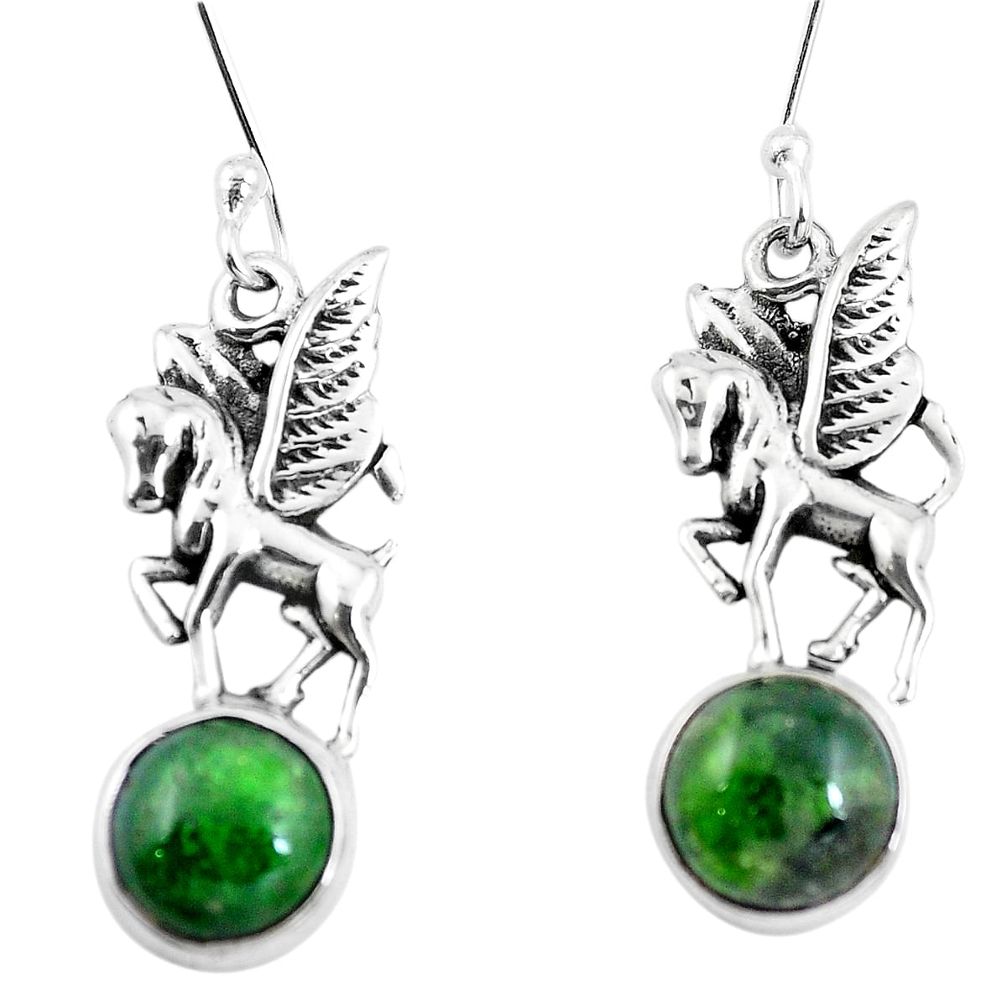 8.22cts natural green apatite (madagascar) 925 silver unicorn earrings m74197