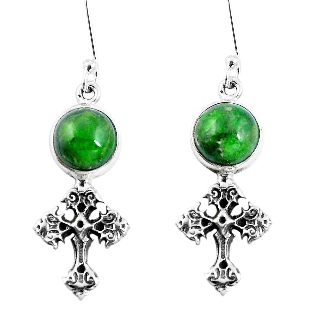 7.86cts natural green apatite (madagascar) 925 silver holy cross earrings m74198