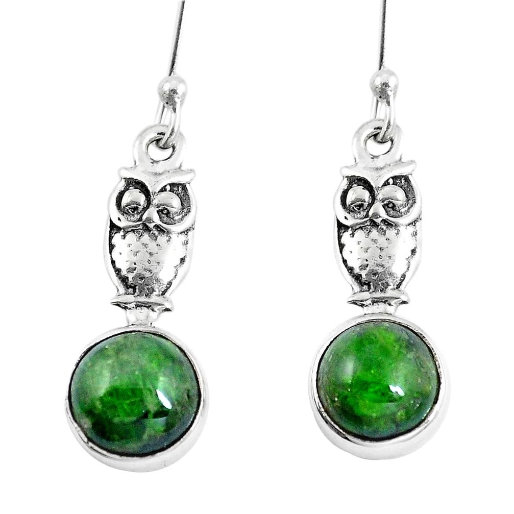 7.35cts natural green apatite (madagascar) 925 silver owl earrings m74199