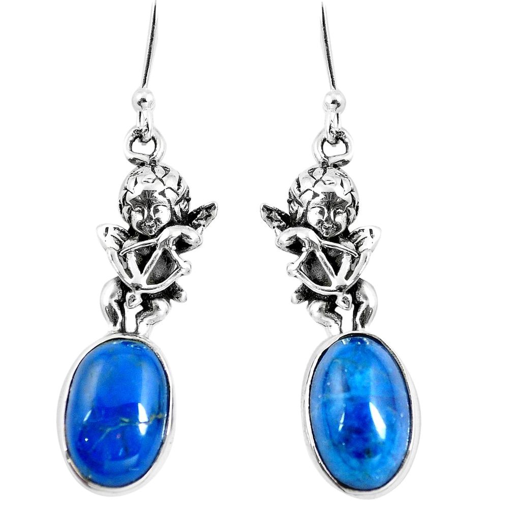 925 silver natural blue apatite (madagascar) cupid angel wings earrings m74204