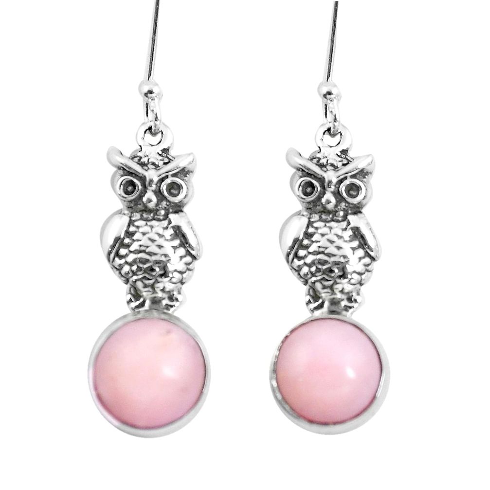 925 sterling silver natural pink opal owl earrings jewelry m74251