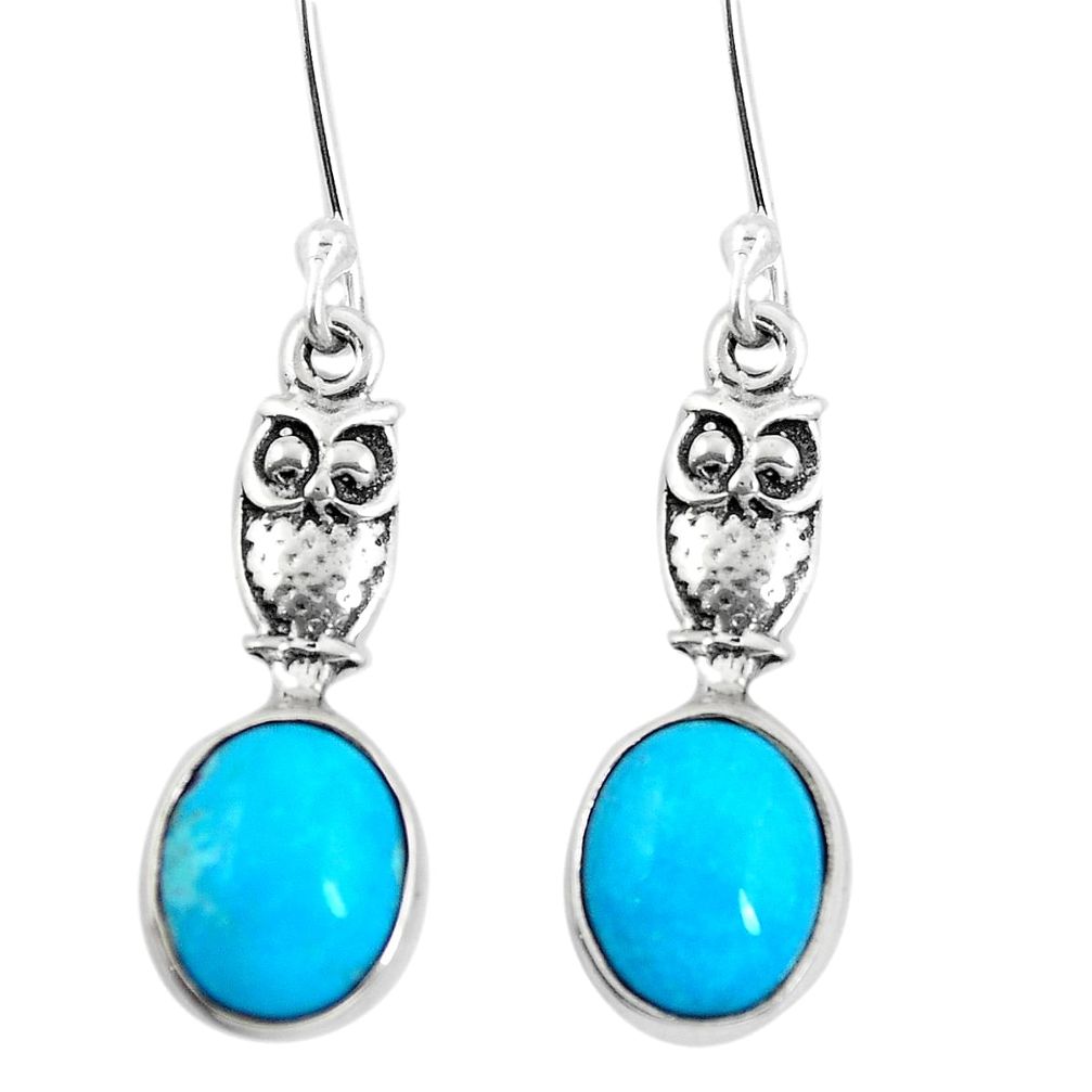 925 sterling silver blue sleeping beauty turquoise owl earrings m74264