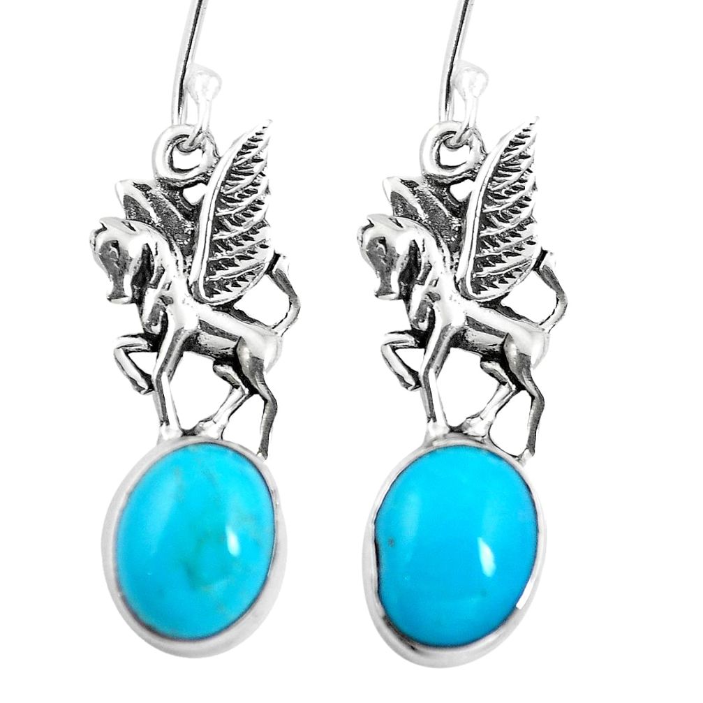 Blue sleeping beauty turquoise 925 silver unicorn earrings jewelry m74274