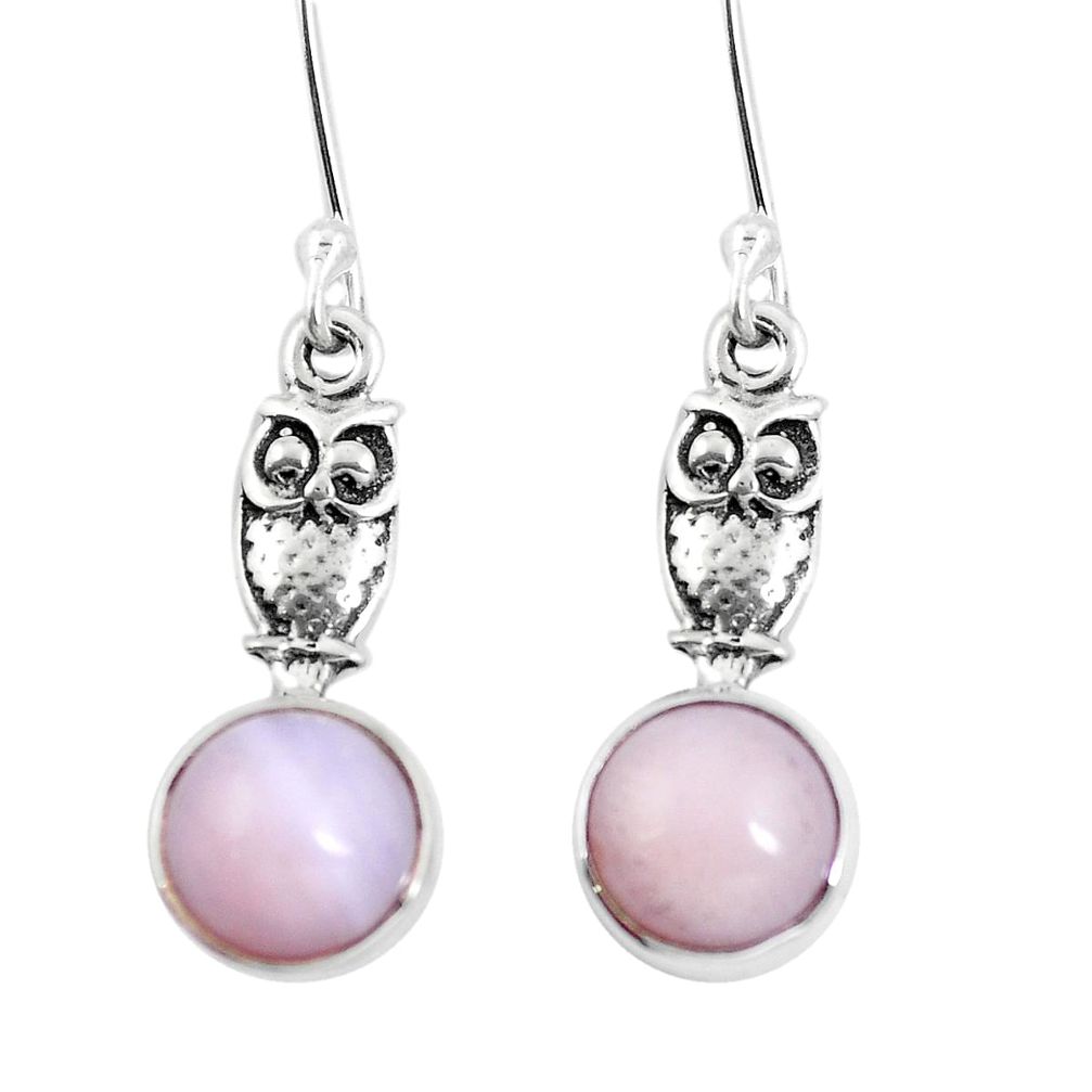 Natural pink opal 925 sterling silver owl earrings jewelry m74295