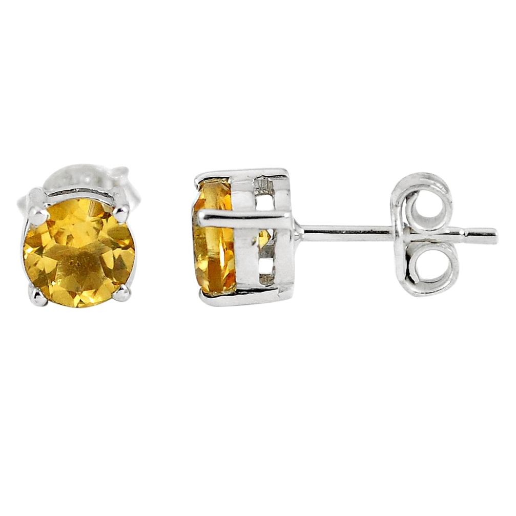 2.18cts natural yellow citrine 925 sterling silver stud earrings jewelry m74768