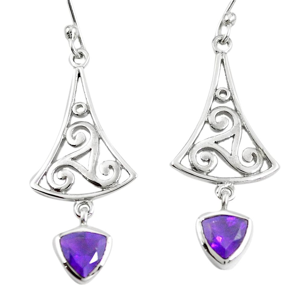 Natural purple amethyst 925 sterling silver dangle earrings m74781