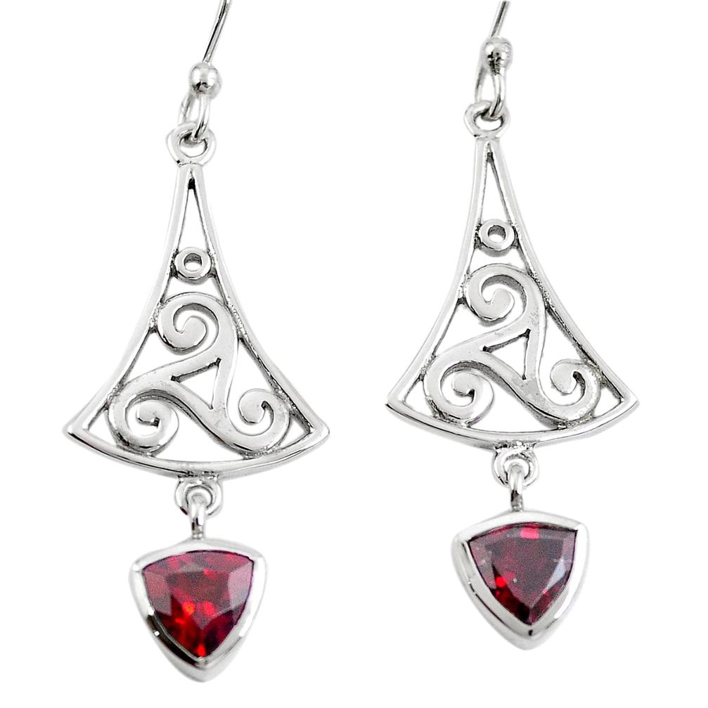 Natural red garnet 925 sterling silver dangle earrings jewelry m74787