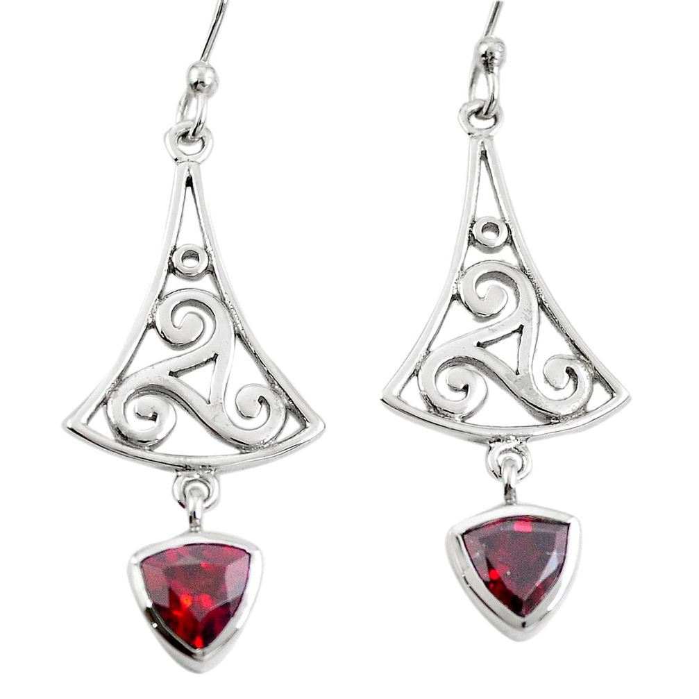 Natural red garnet 925 sterling silver dangle earrings jewelry m74788