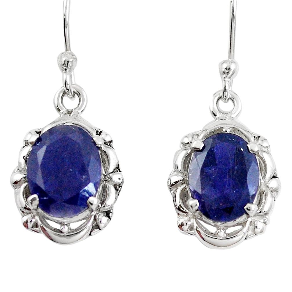 6.42cts natural blue iolite 925 sterling silver dangle earrings jewelry m74809