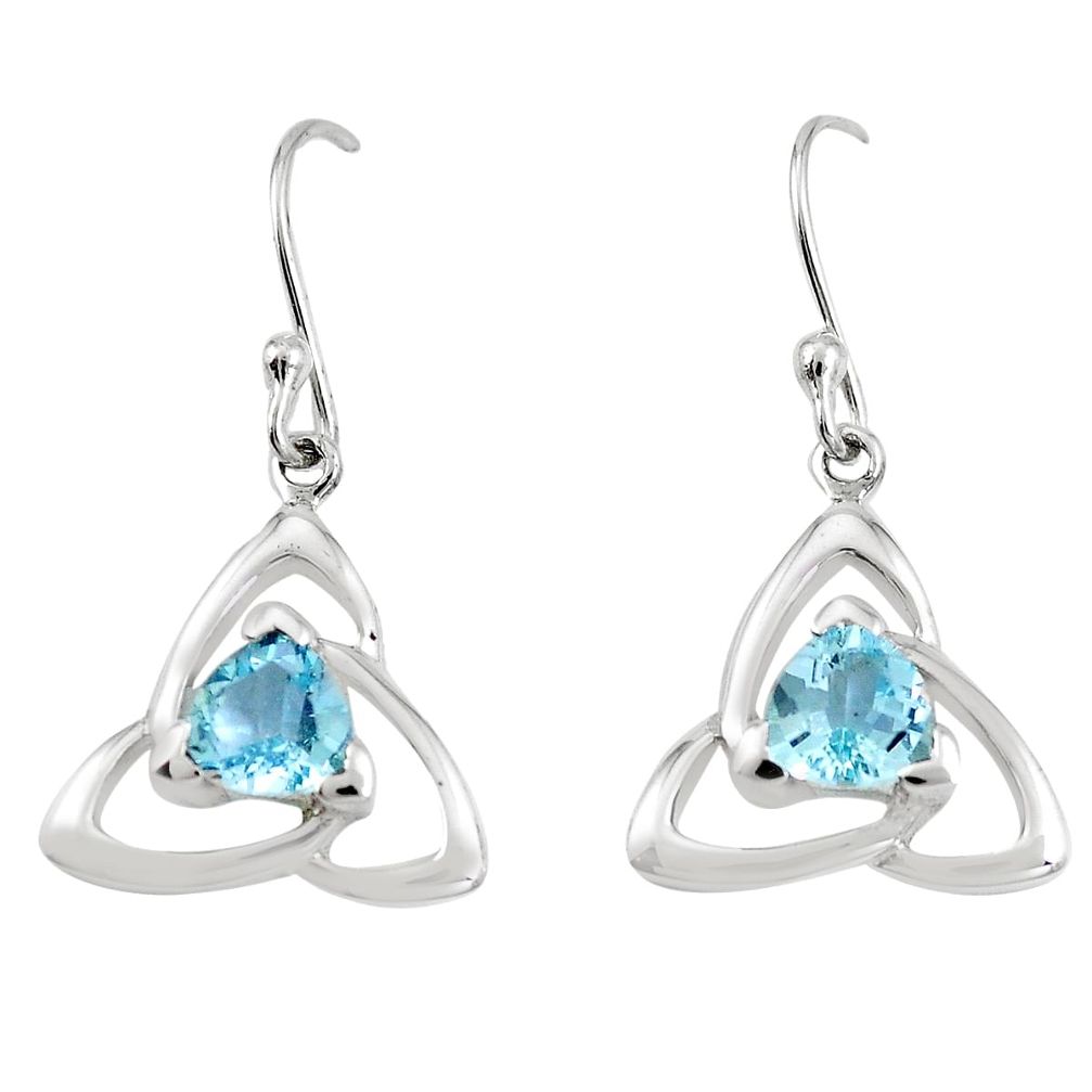 Natural blue topaz 925 sterling silver dangle earrings jewelry m74827