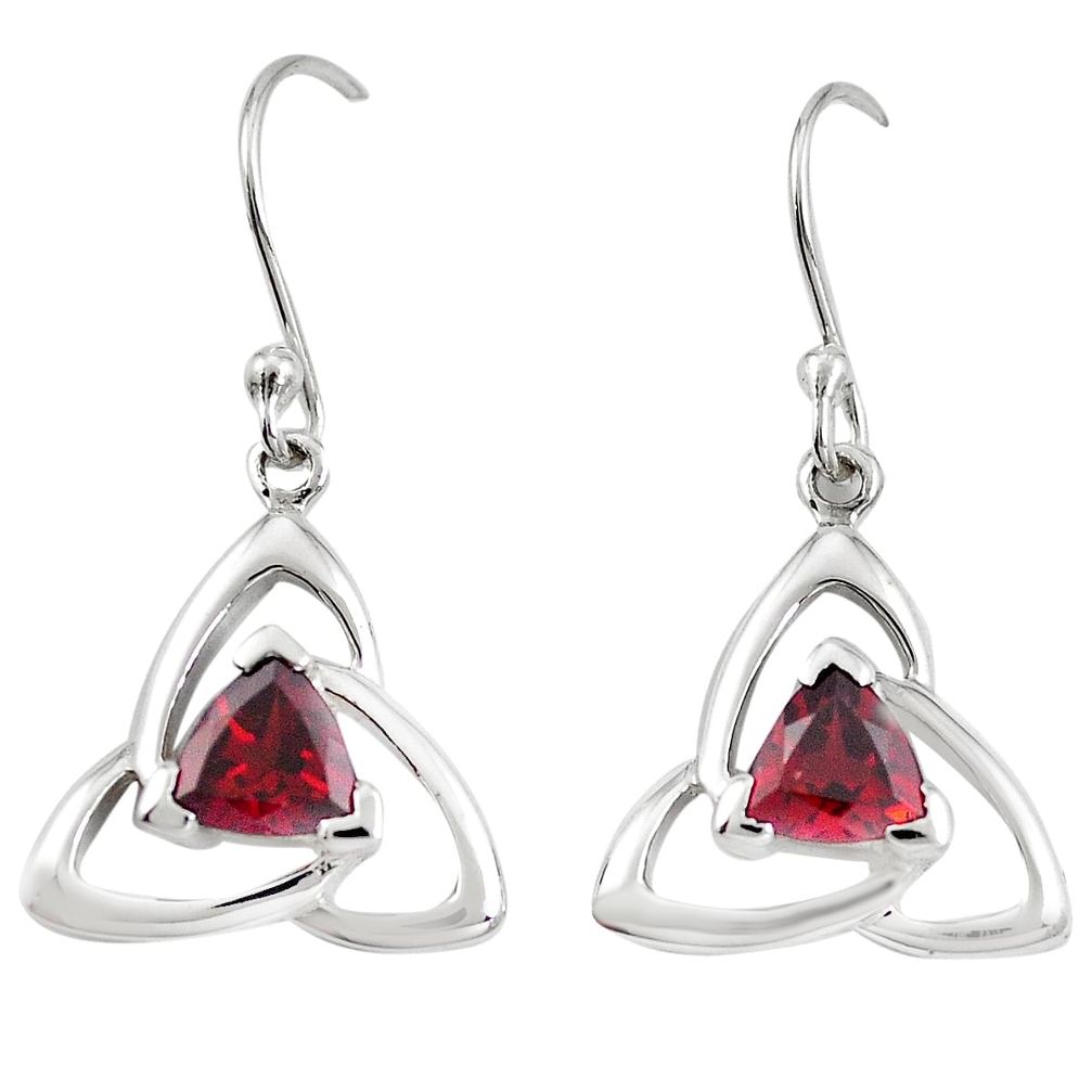 Natural red garnet 925 sterling silver dangle earrings jewelry m74830