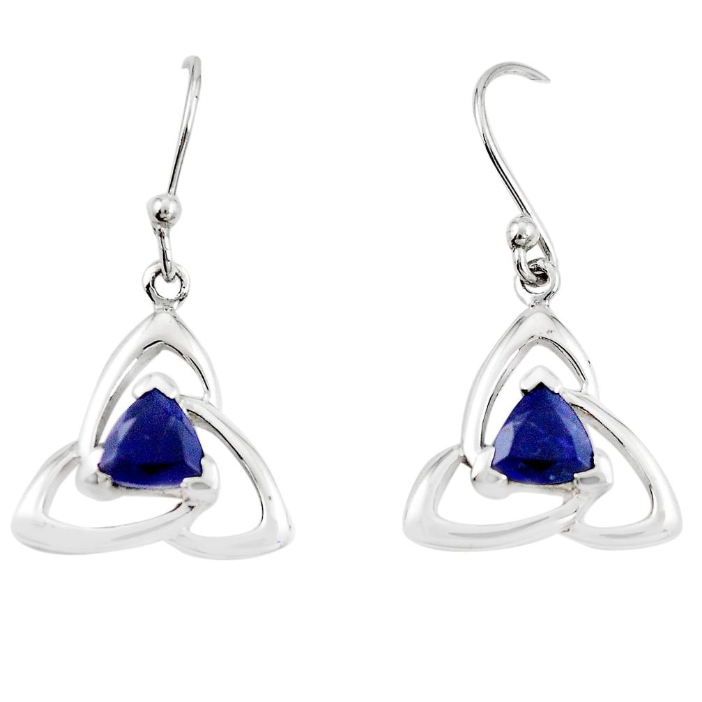 Natural blue iolite 925 sterling silver dangle earrings jewelry m74839