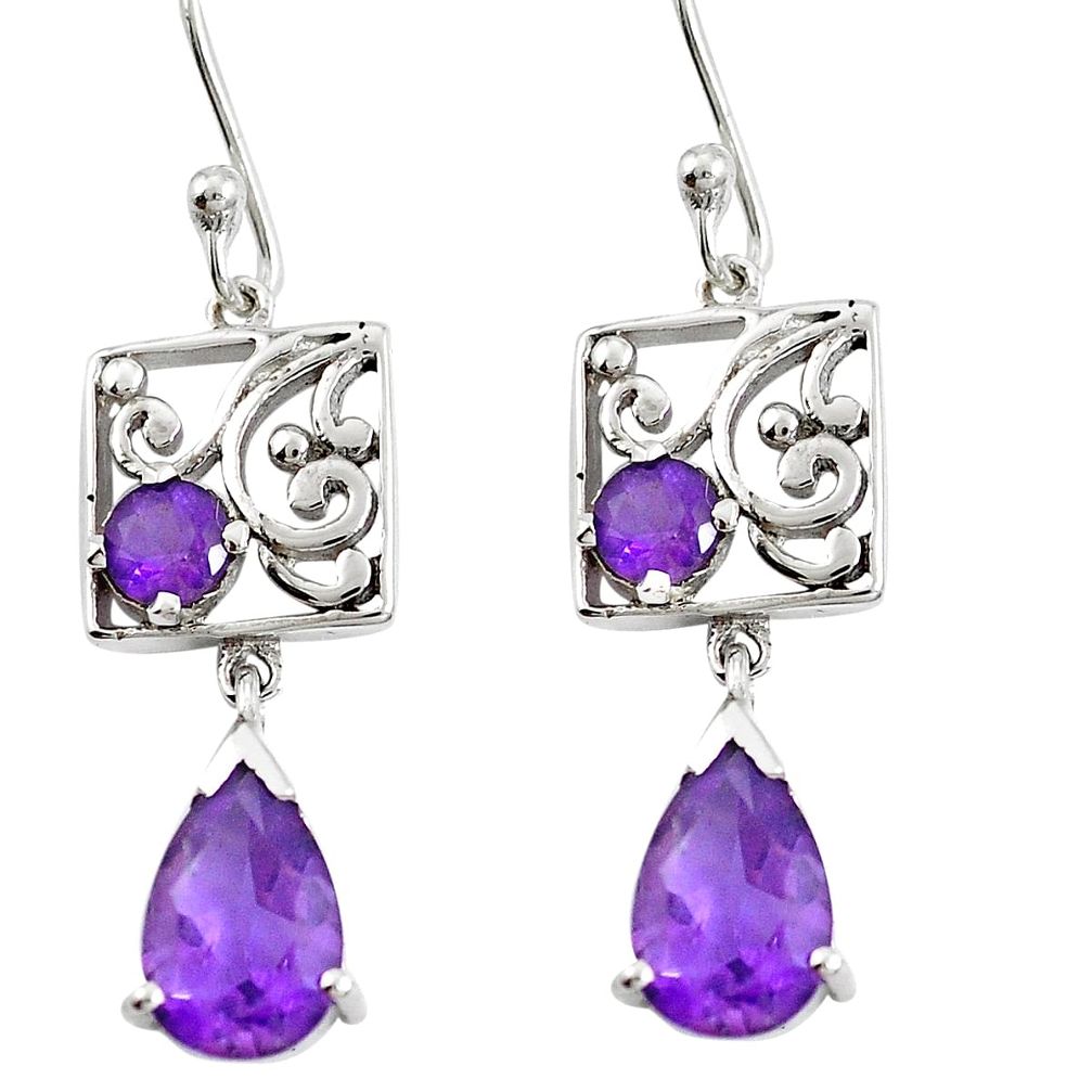 5.28cts natural purple amethyst 925 sterling silver earrings jewelry m74861