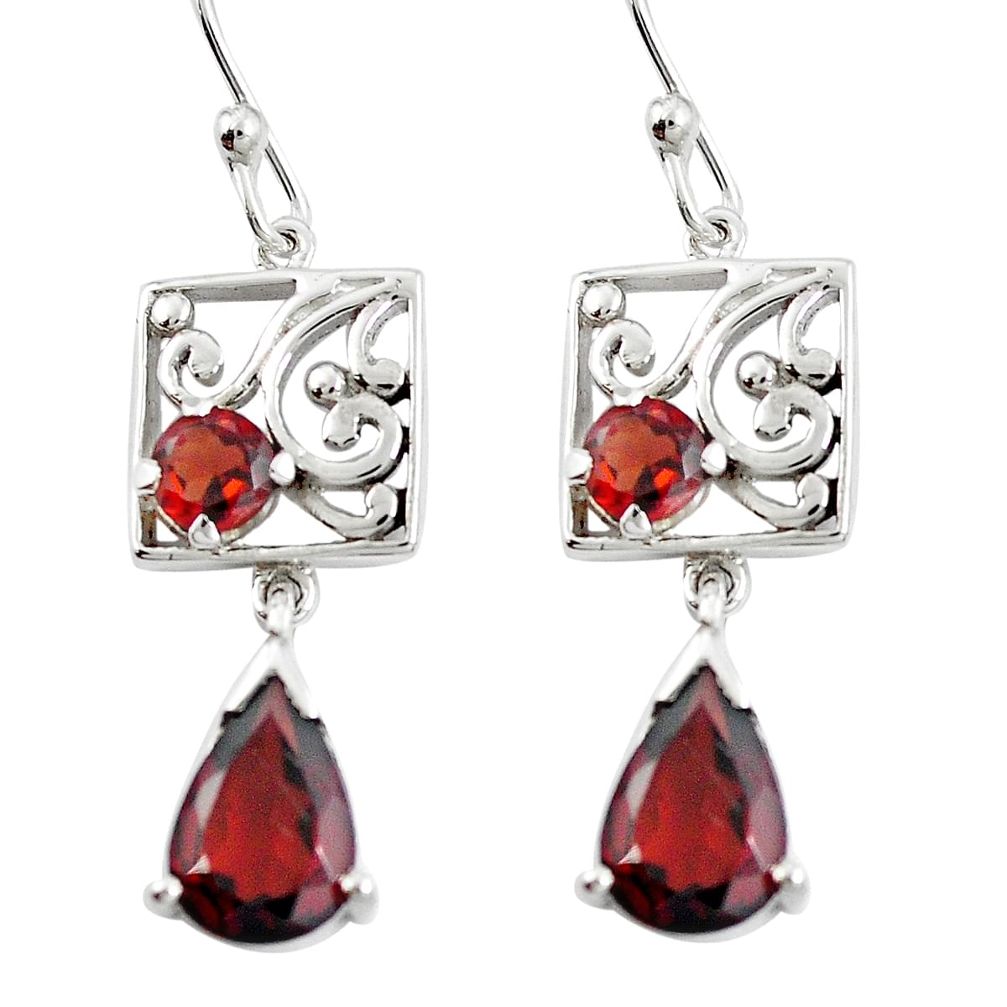 5.23cts natural red garnet 925 sterling silver earrings jewelry m74867
