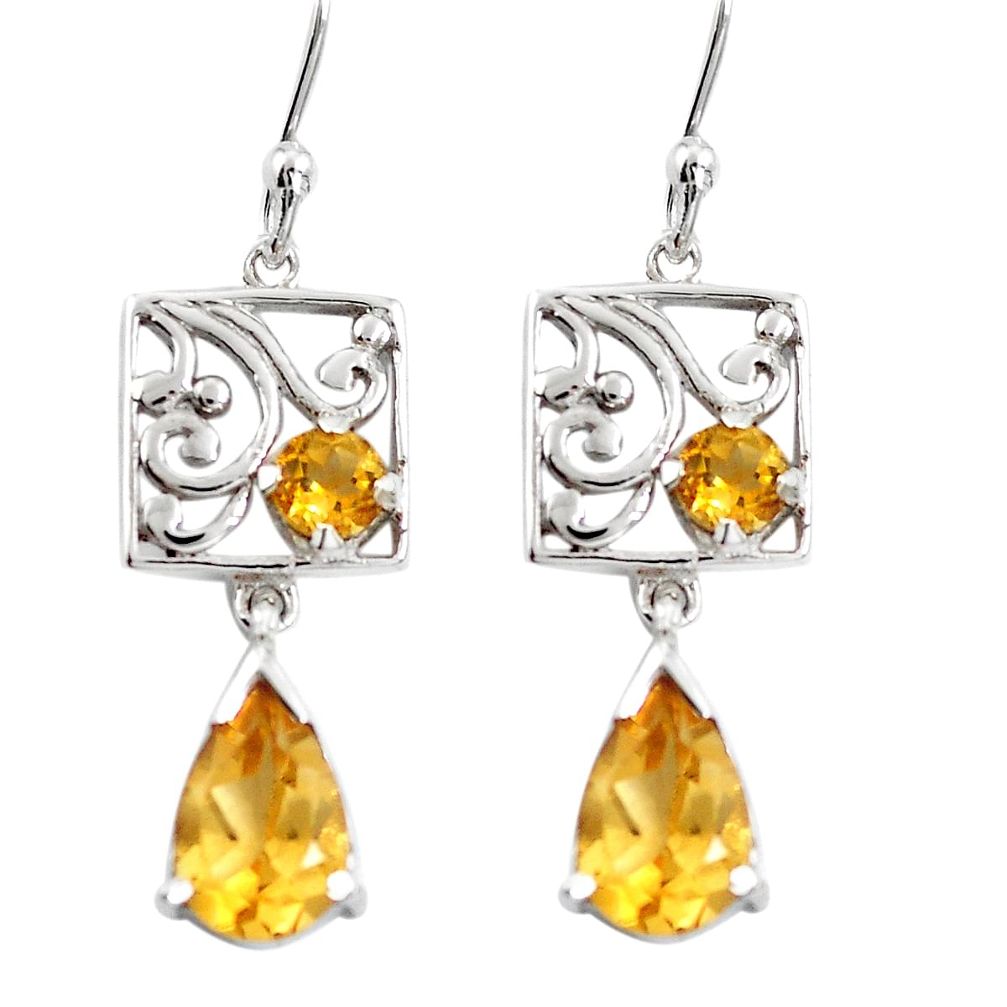 5.15cts natural yellow citrine 925 sterling silver earrings jewelry m74872