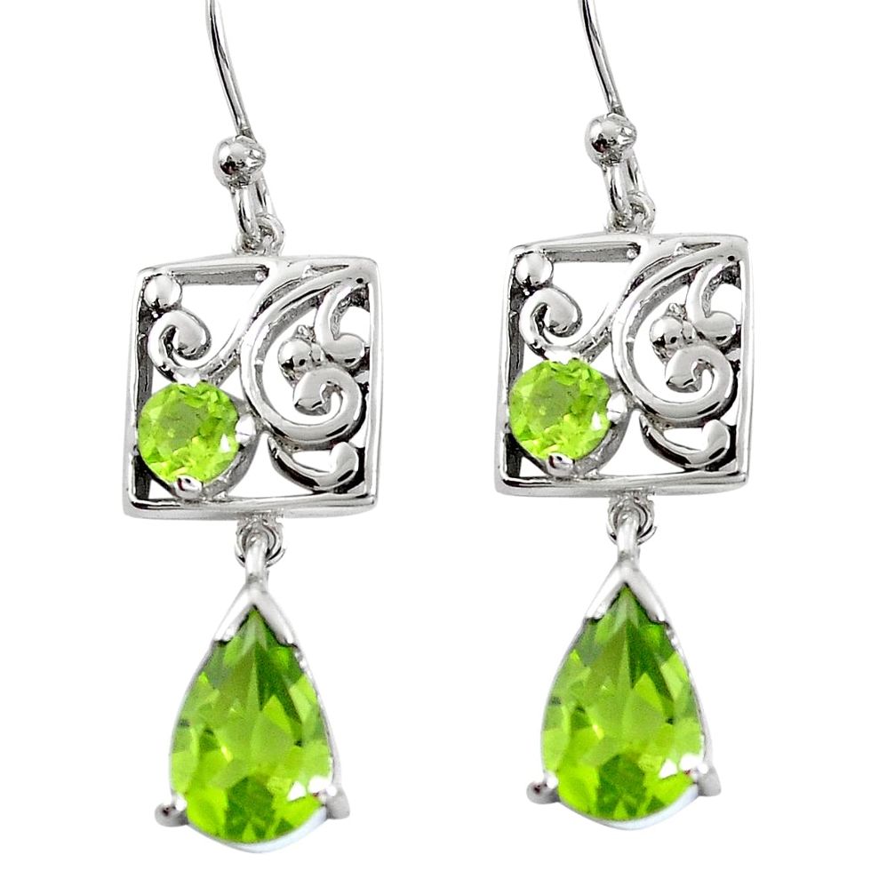 5.50cts natural green peridot 925 sterling silver earrings jewelry m74879