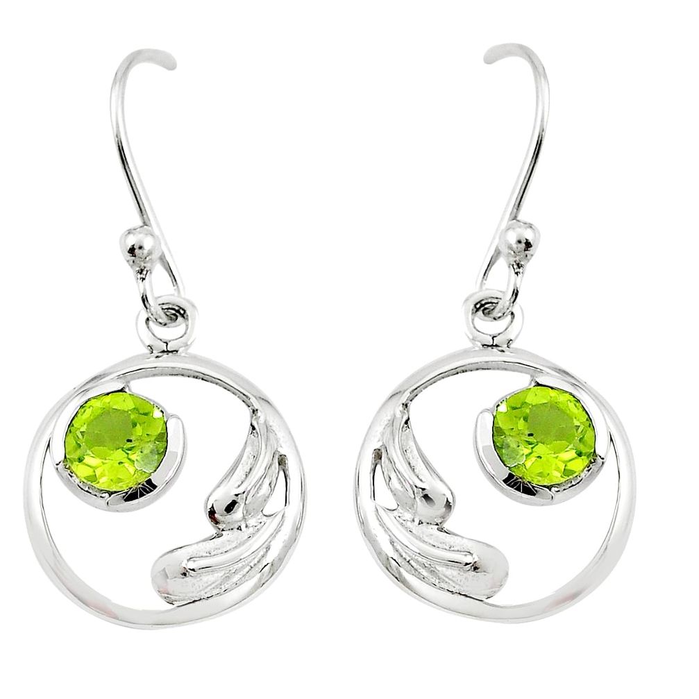 Natural green peridot 925 sterling silver dangle earrings jewelry m74896