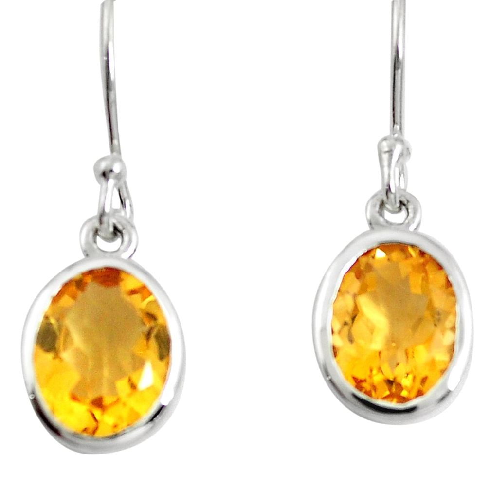 6.19cts natural yellow citrine 925 sterling silver dangle earrings m74906