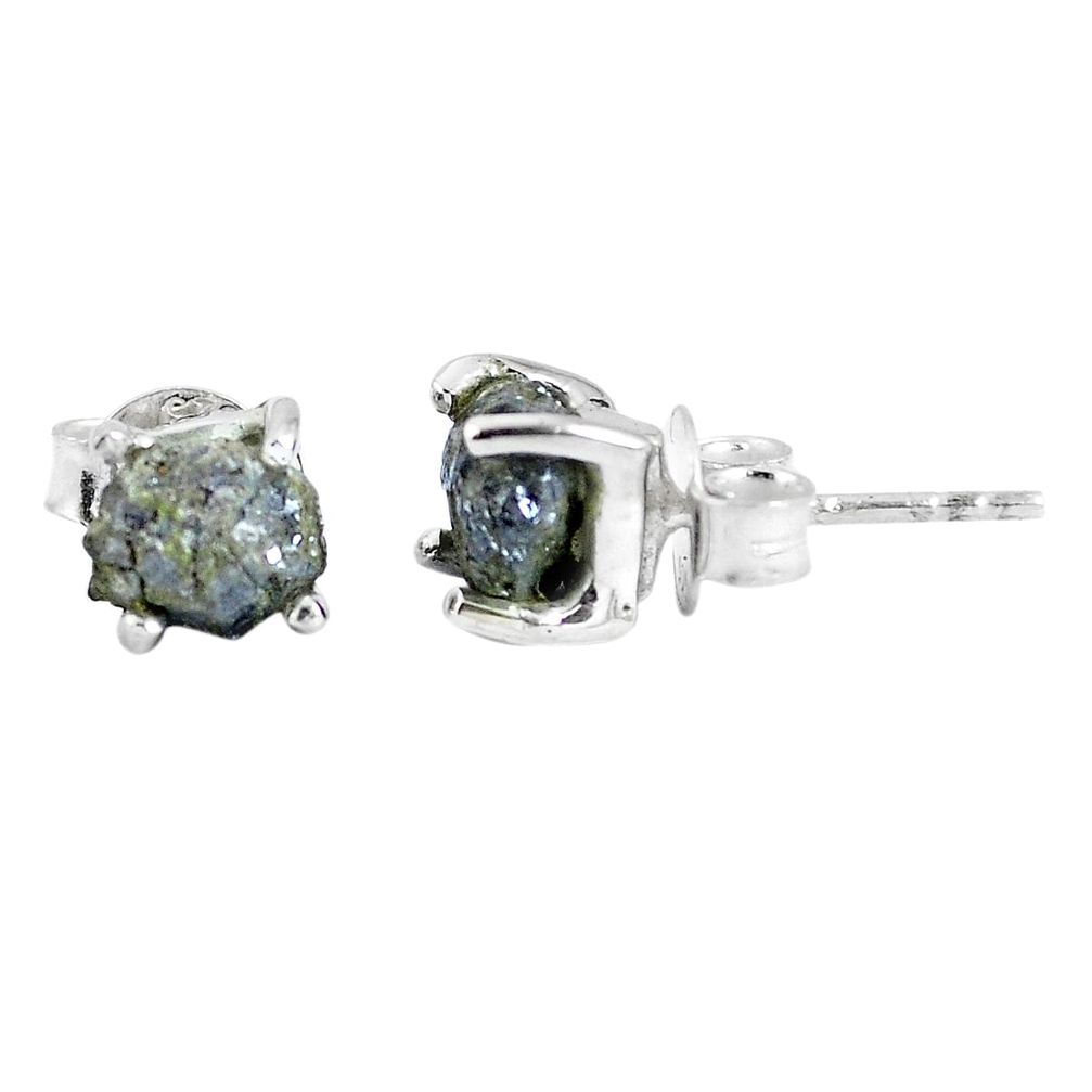 Natural diamond rough 925 sterling silver stud earrings jewelry m75062