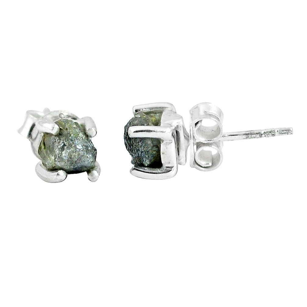 Natural diamond rough 925 sterling silver stud earrings jewelry m75065