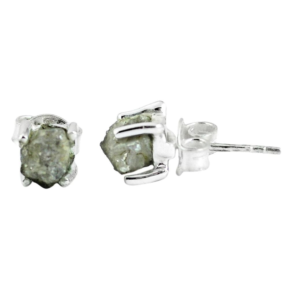 Natural diamond rough 925 sterling silver stud earrings jewelry m75067