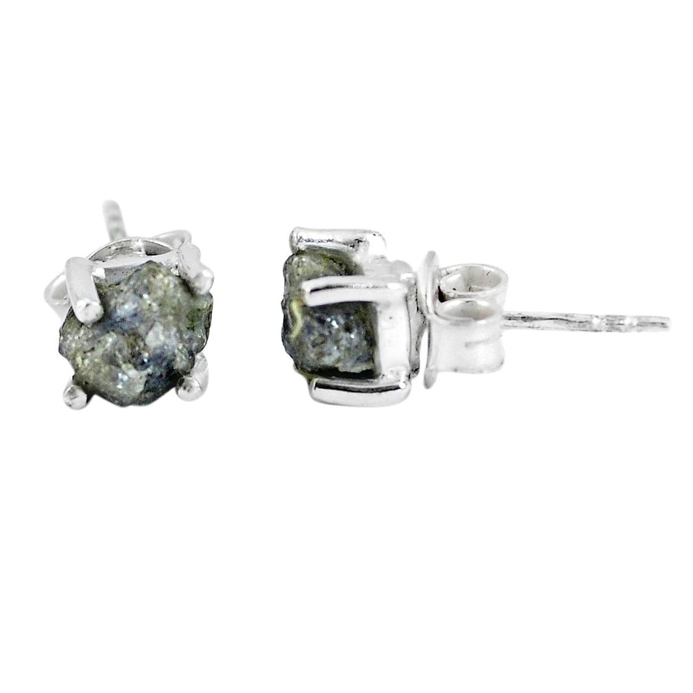 Natural white diamond rough 925 sterling silver stud earrings jewelry m75068