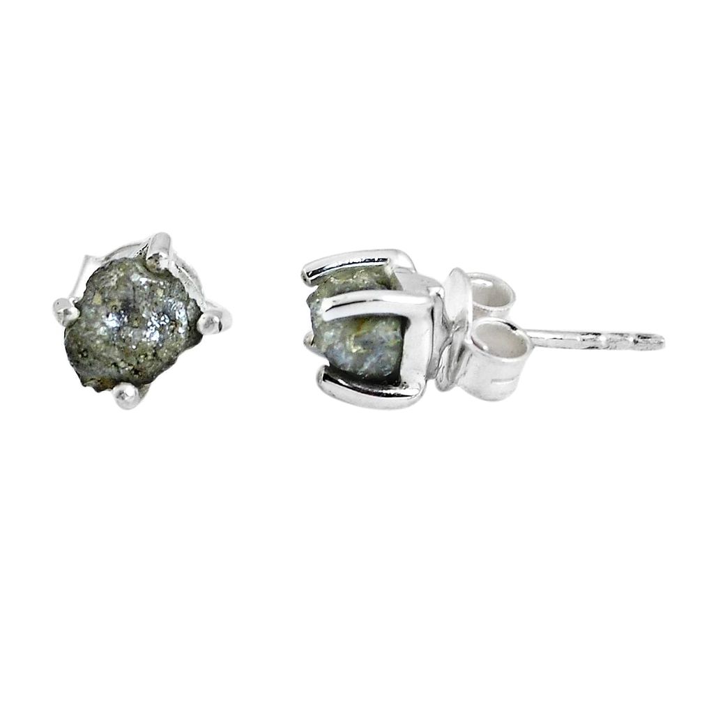 Natural white diamond rough 925 sterling silver stud earrings jewelry m75069