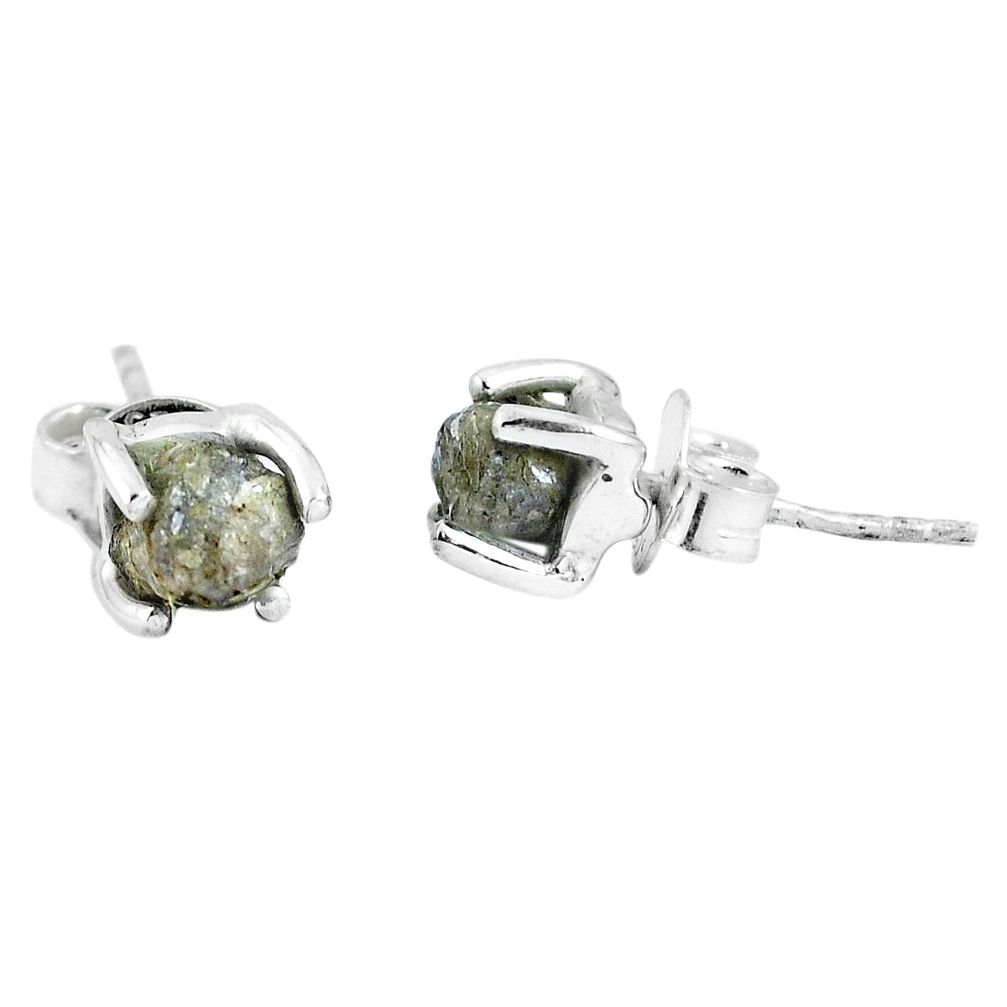 Natural white diamond rough 925 sterling silver stud earrings jewelry m75072