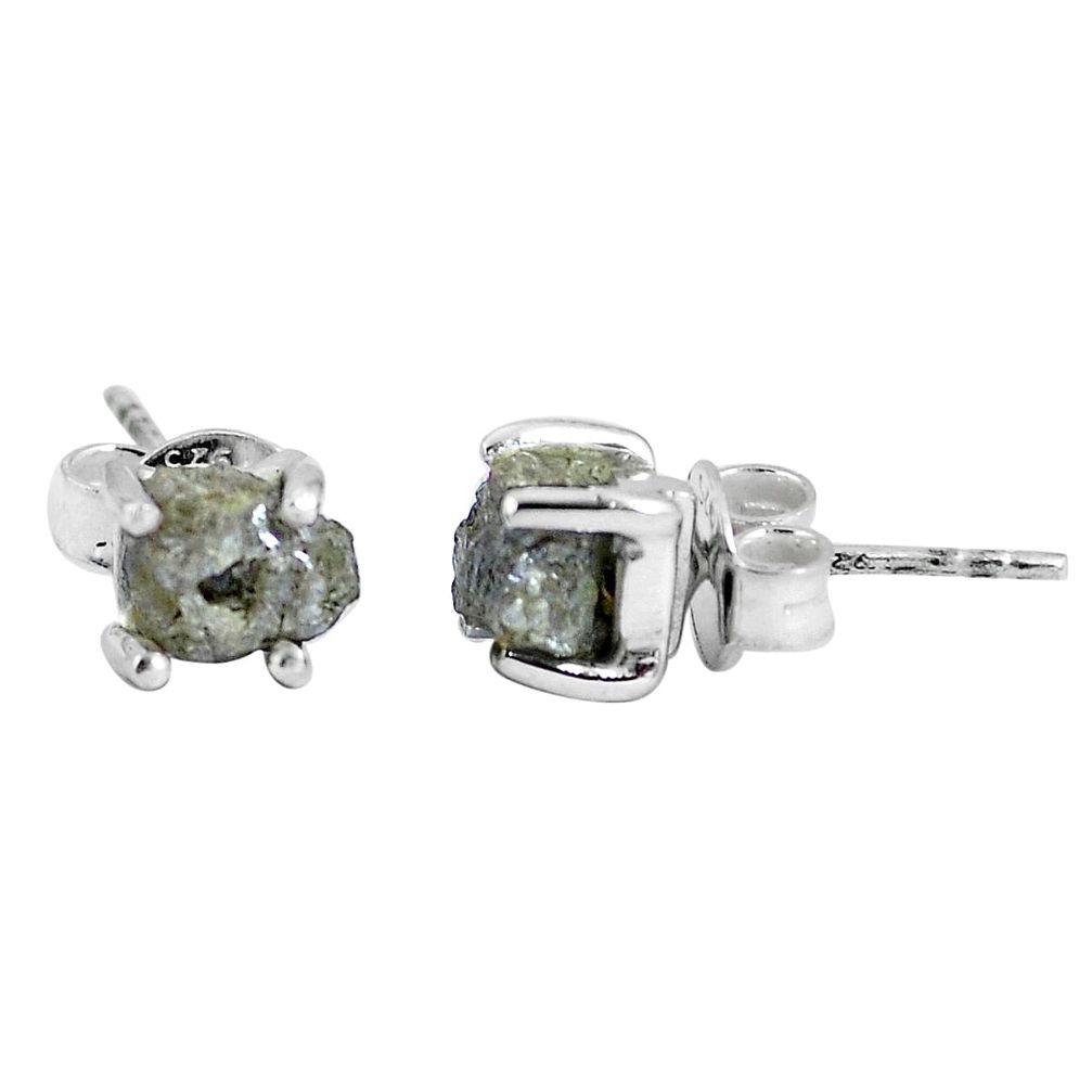 Natural diamond rough 925 sterling silver stud earrings jewelry m75095