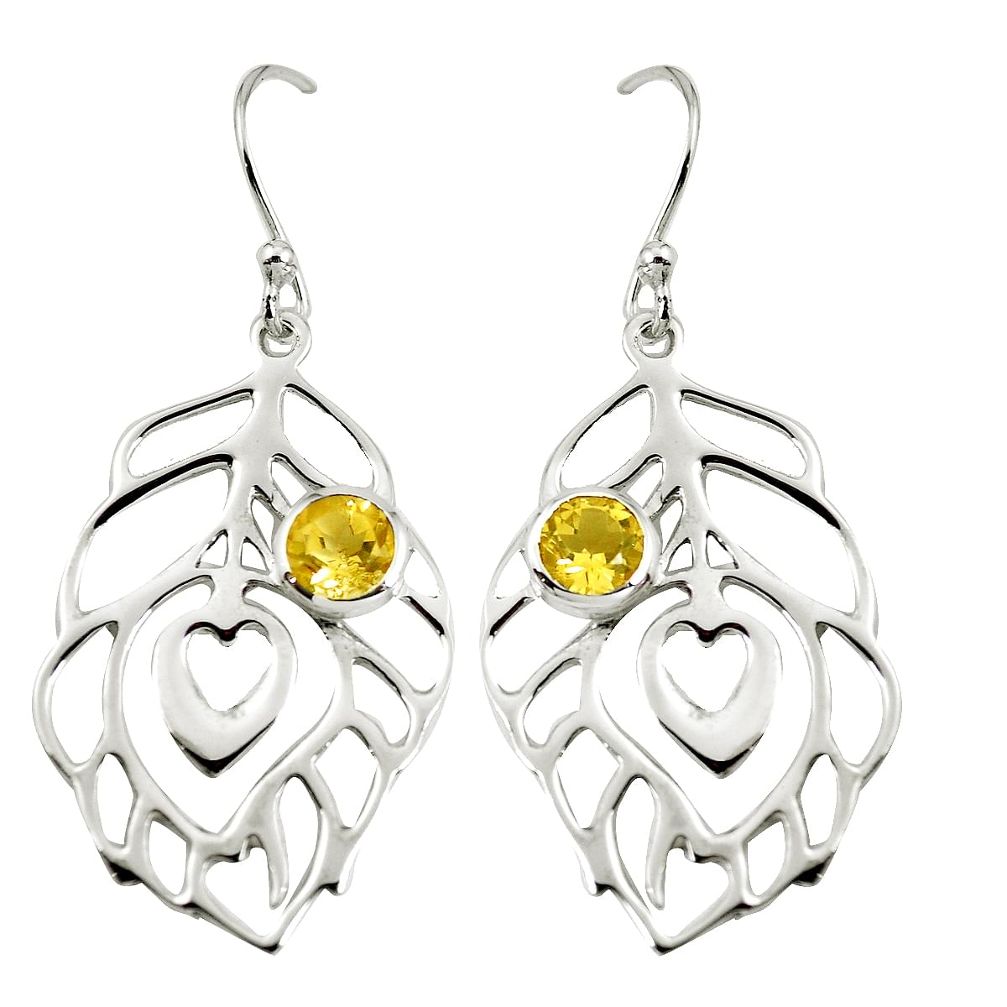 Natural yellow citrine 925 sterling silver earrings jewelry m75421