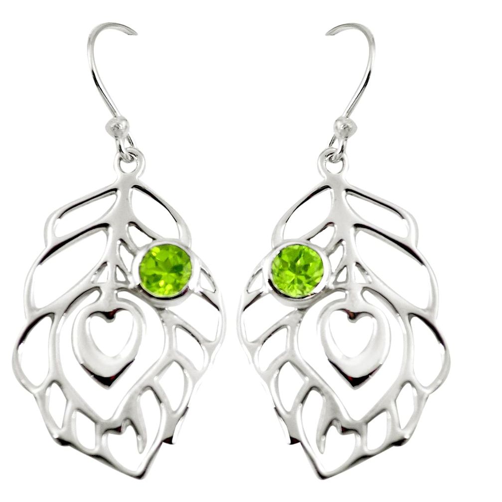 Natural green peridot 925 sterling silver earrings jewelry m75428