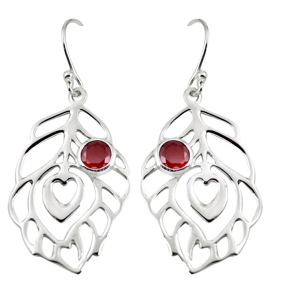 Natural red garnet 925 sterling silver earrings jewelry m75436