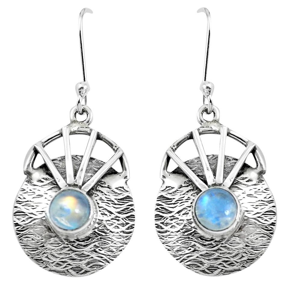 Natural rainbow moonstone 925 sterling silver dangle earrings m75468