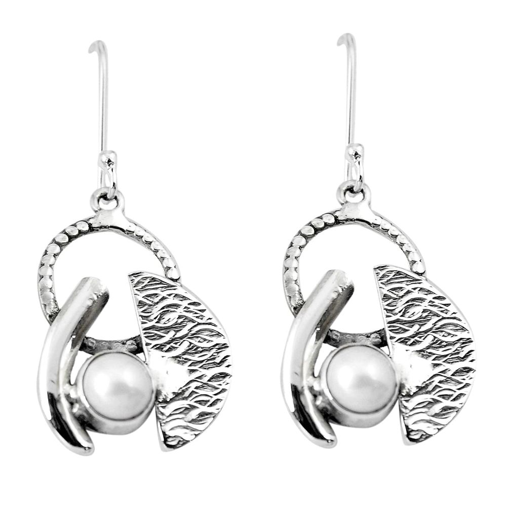 Natural white pearl 925 sterling silver dangle earrings jewelry m75476