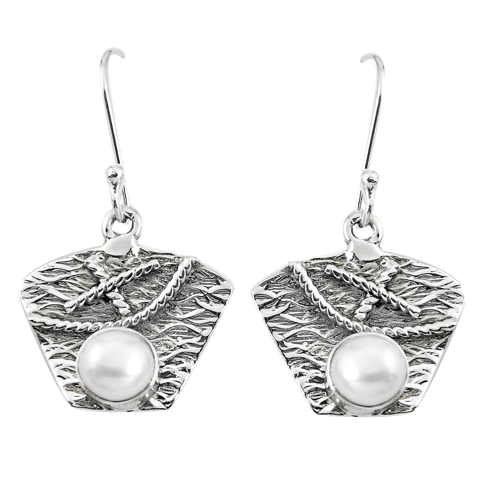 Natural white pearl 925 sterling silver dangle earrings jewelry m75503