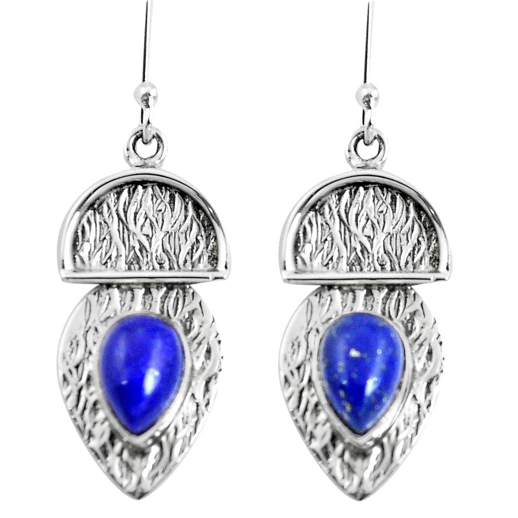 Natural blue lapis lazuli 925 sterling silver dangle earrings m75512