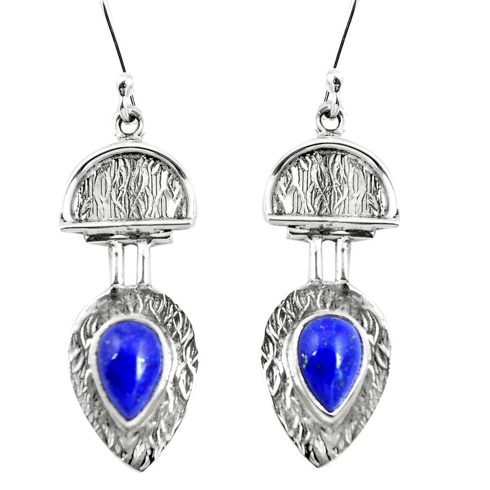 Natural blue lapis lazuli 925 sterling silver dangle earrings m75533