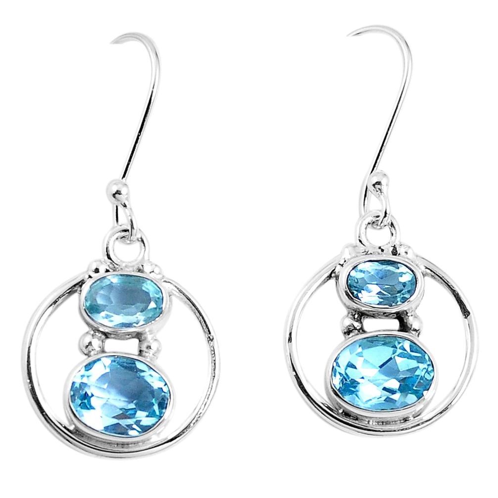 Natural blue topaz 925 sterling silver dangle earrings jewelry m76253