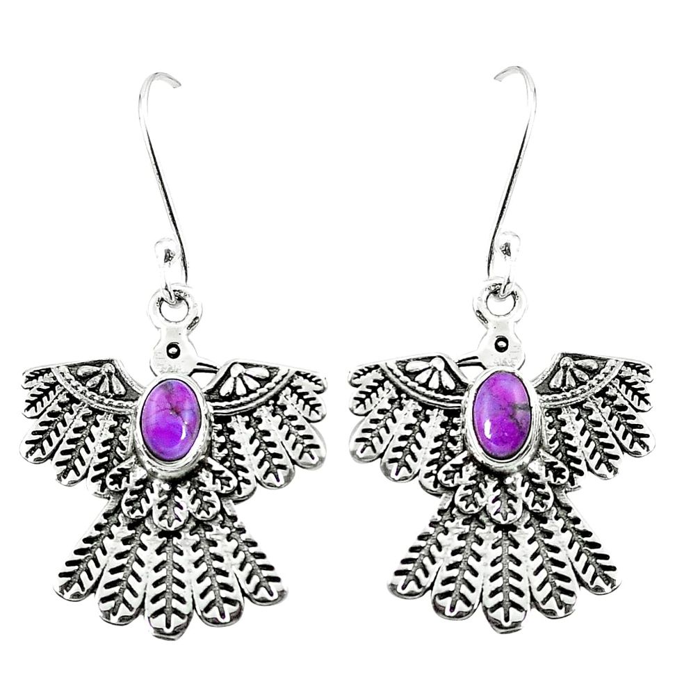 Purple copper turquoise 925 sterling silver dangle earrings m76448