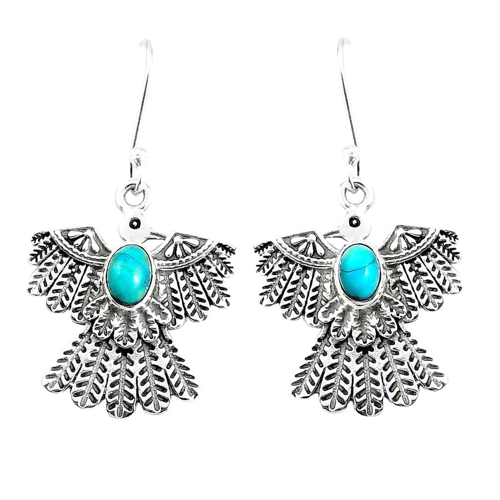Blue copper turquoise 925 sterling silver dangle earrings jewelry m76453