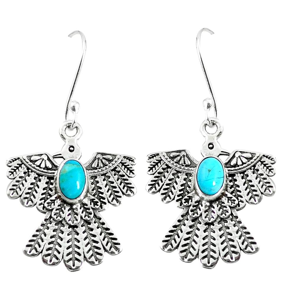 Green arizona mohave turquoise 925 silver dangle earrings jewelry m76457