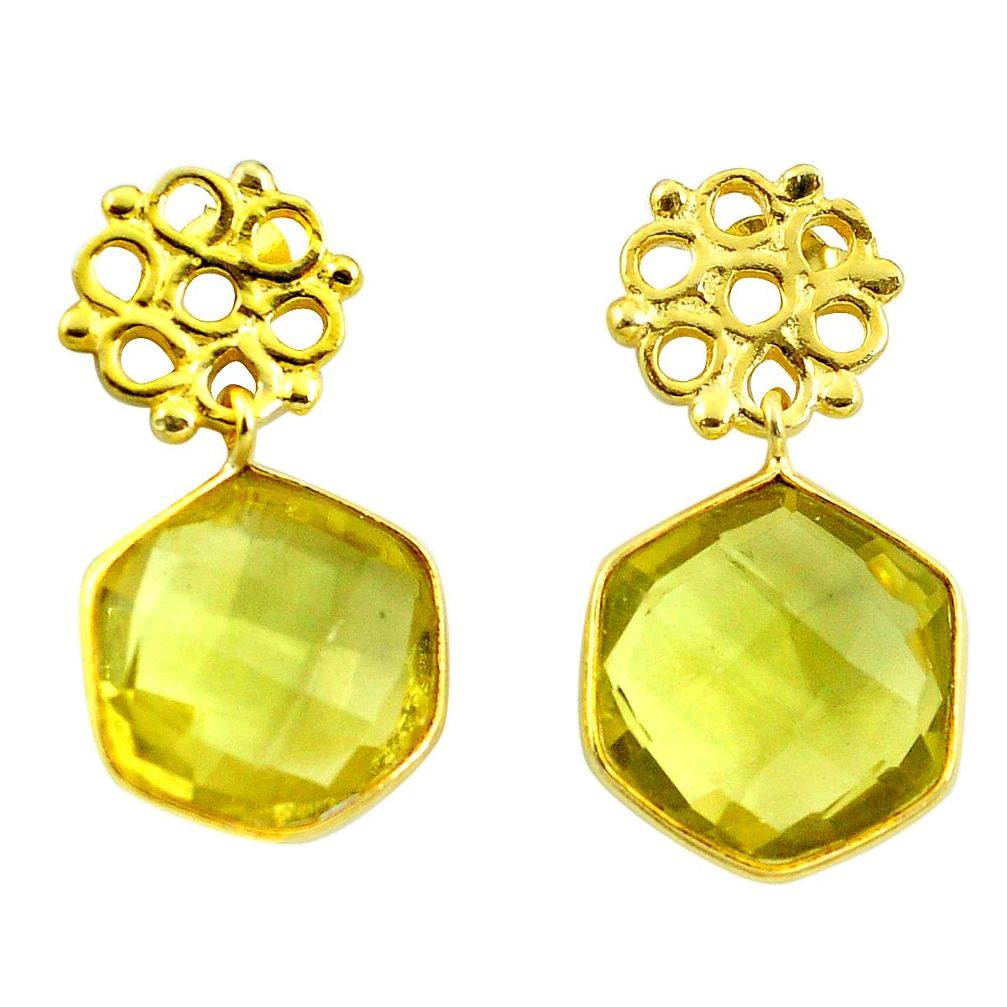 Natural lemon topaz 925 sterling silver 14k gold dangle earrings m77077